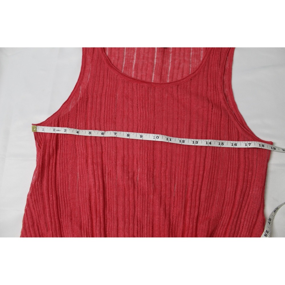 Eileen Fisher Linen Silk Blend Tank Top Women's L Coral Pink Sharkbite Hem - Picture 7 of 8